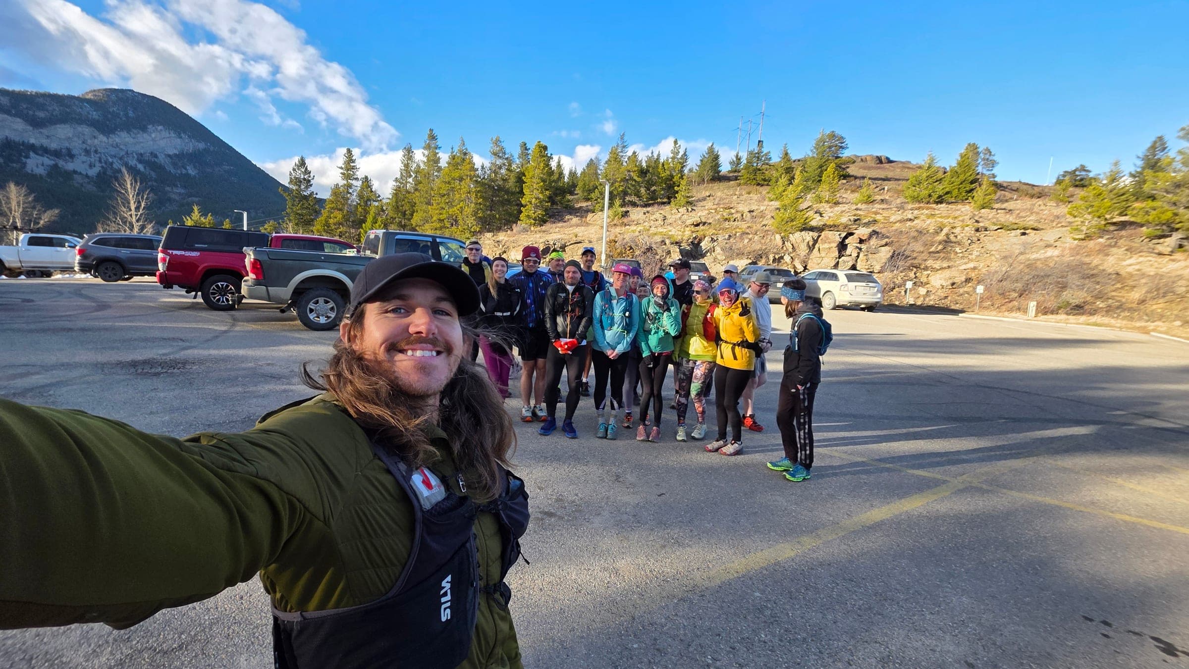 Shep with runners at a community run club event